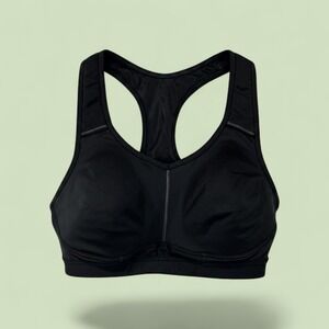 Athleta Sports Bra Women 36C Black Racerback High Impact Athleisure Active